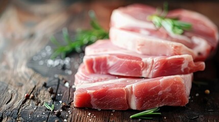 Wall Mural - Fresh and Healthy Raw Pork Meat on Rustic Table