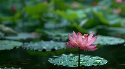 Wall Mural - Lotus leaf and lotus flower in the pond, flowers for worship in Buddhism.