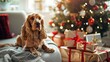 © Jafree - Cute Cavalier King Charles Spaniel Dog with Christmas Gifts Under Tree Indoors. Concept of Holiday Pet, Festive Season, Canine Celebration, Winter Decor