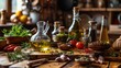 © TheWaterMeloonProjec - Traditional kitchen setting with olive oil spices and condiments