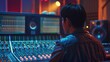 © Vibu design  gallery - Asian male music producer mixing song in recording studio.