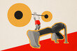 © deagreez - Composite trend artwork sketch image 3D photo collage of sport effort exercise dynamic silhouette aged man lift dumbbell woman runner