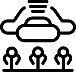Wall Mural - line art icon of a team of programmers working using cloud computing technology