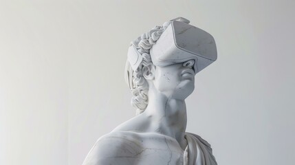 Wall Mural - A statue of a man wearing virtual reality glasses. AI.