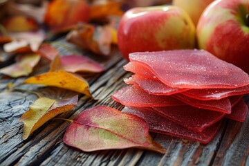 Sticker - Homemade fruit leather made from apples and pears a sweet vegan snack for a healthy diet