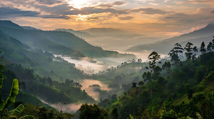 Enchanting landscape of the Bwindi Impenetrable Forest in Uganda home to endangered mountain gorillas captured using a Nikon D850 and an AFS NIKKOR 2470mm f28E ED VR lens