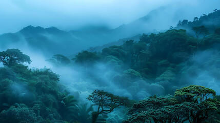 Lush landscape of the Monteverde Cloud Forest in Costa Rica with mistcovered treetops and rich biodiversity captured using a Nikon D850 and an AFS NIKKOR 2470mm f28E ED VR lens