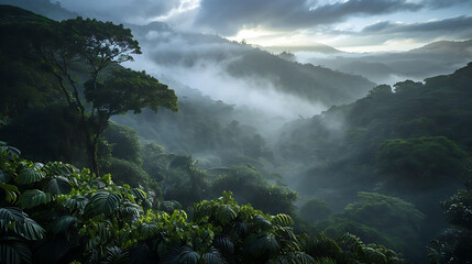 Lush landscape of the Monteverde Cloud Forest in Costa Rica with mistcovered treetops and rich biodiversity captured using a Nikon D850 and an AFS NIKKOR 2470mm f28E ED VR lens