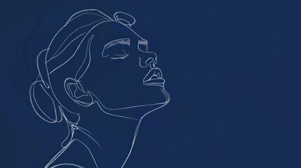 Wall Mural - Minimalist line art drawing of a woman's face. Concept of beauty, fashion, art, and design.