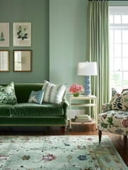 Wall Mural - decoration of luxury green classic living room 