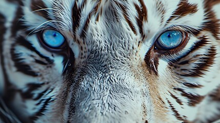 Big eyes. Blue eyes of a white tiger close-up. 