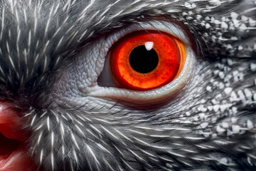 Wall Mural - A close up of a bird's eye with a red iris.