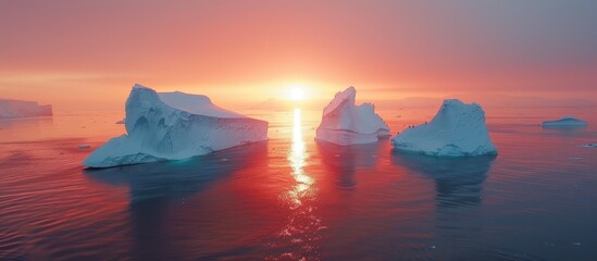 Wall Mural - Icebergs at Sunset in Greenland