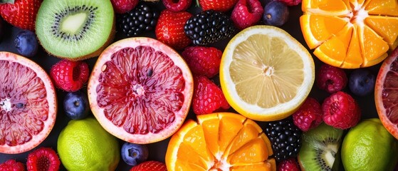 Wall Mural - A Colorful Array of Fresh Fruits and Berries