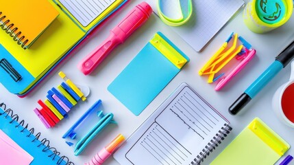 Study techniques flashcards, highlighters, and notes spread out, effective learning, student tools