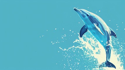 A dolphin leaps out of the water with a splash.