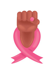 Wall Mural - fist hand woman for breast cancer