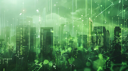Wall Mural - abstract futuristic green energy background highlighting sustainable innovation