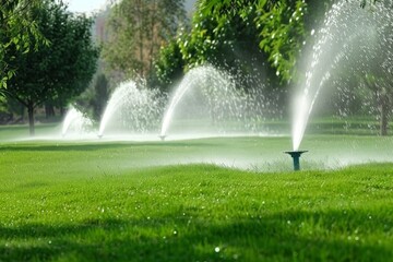 Sticker - irrigating lawn using sprinklers