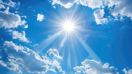 white clouds against a stunningly clear deep blue sky on a sunny day
