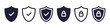 © denvitruk - Security shield icons, security shields logotypes with check mark and padlock. Safety shield symbols. Vector illustration
