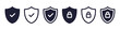 © denvitruk - Security shield icons, security shields logotypes with check mark and padlock. Safety shield symbols. Vector illustration
