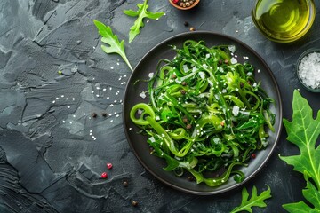 Sticker - Tasty seaweed salad on dark plate