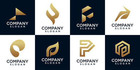 Wall Mural - Set of collection initial letter P logo template. icons for business of fashion, sport, automotive, technology digital.