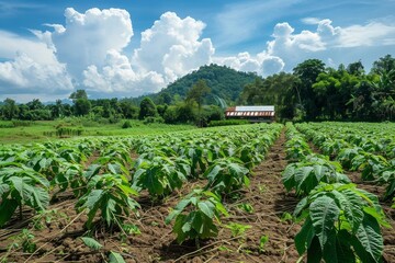 Canvas Print - Thai farmers cassava farm in rural area with a shady environment