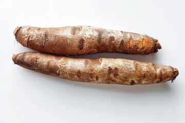 Canvas Print - Three ripe cassavas on white top view