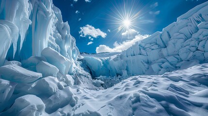 Sticker - romantic view of a glacier with towering ice