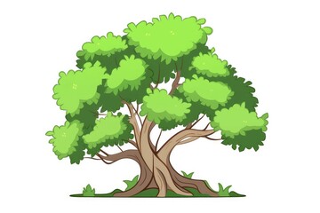 Mighty Oak Tree Illustration. Symbol of Strength and Nature