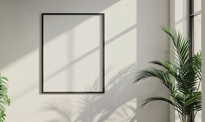 Wall Mural - frame mockup hanging white wall background-generative ai