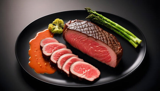 Wagyu beef steak sliced and arranged 3