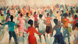 © lichaoshu - illustration of  crowd of people dancing