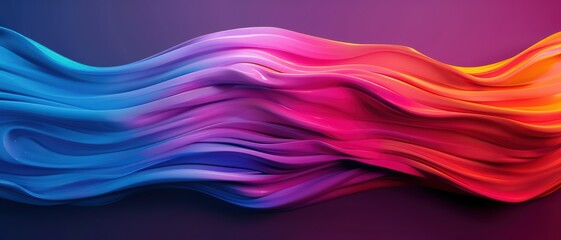 Wall Mural - 3D acrylic wave brushstroke, vibrant color splash background with fluid rainbow texture,