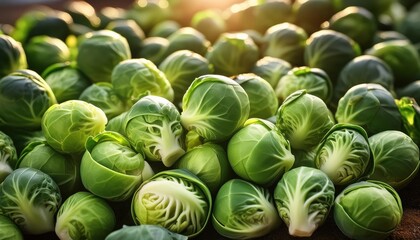 Wall Mural - Fresh Brussels Sprouts Basking in Sunlight
