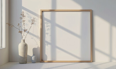 Wall Mural - frame mockup hanging white wall background-generative ai