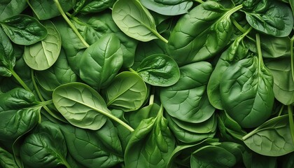 Wall Mural - Fresh Organic Spinach Leaves Background