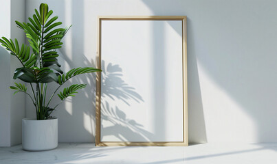 Wall Mural - frame mockup hanging white wall background-generative ai