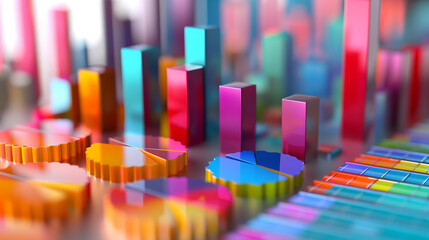 Canvas Print - business economy growth 3d graph