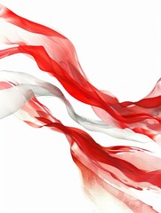 Wall Mural - polish flag wave ribbon white background delicate watercolor effect - generative ai