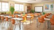 © ZALASTUDIO - Bright school classroom with all chair facing forward