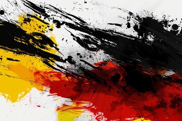 Wall Mural - German flag illustration with brush strokes and paint splashes.	