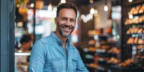 Wall Mural - business owner  in his store