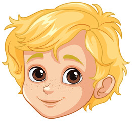 Wall Mural - Illustration of a happy blond boy's face