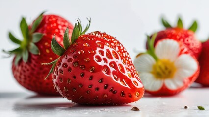 Wall Mural - Close-up of a Fresh Strawberry with Seeds.