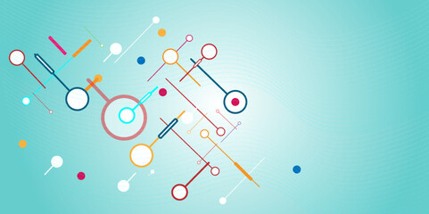 Wall Mural - Vector Circles and dots connections design. Network technology and Connection concept and graphic background.