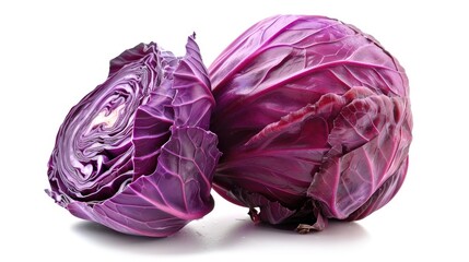Wall Mural - Purple cabbage with clipping path isolated on a white background