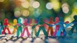 © InfiniteFlow - Colorful paper people holding hands in front of blurred background. AIG535
